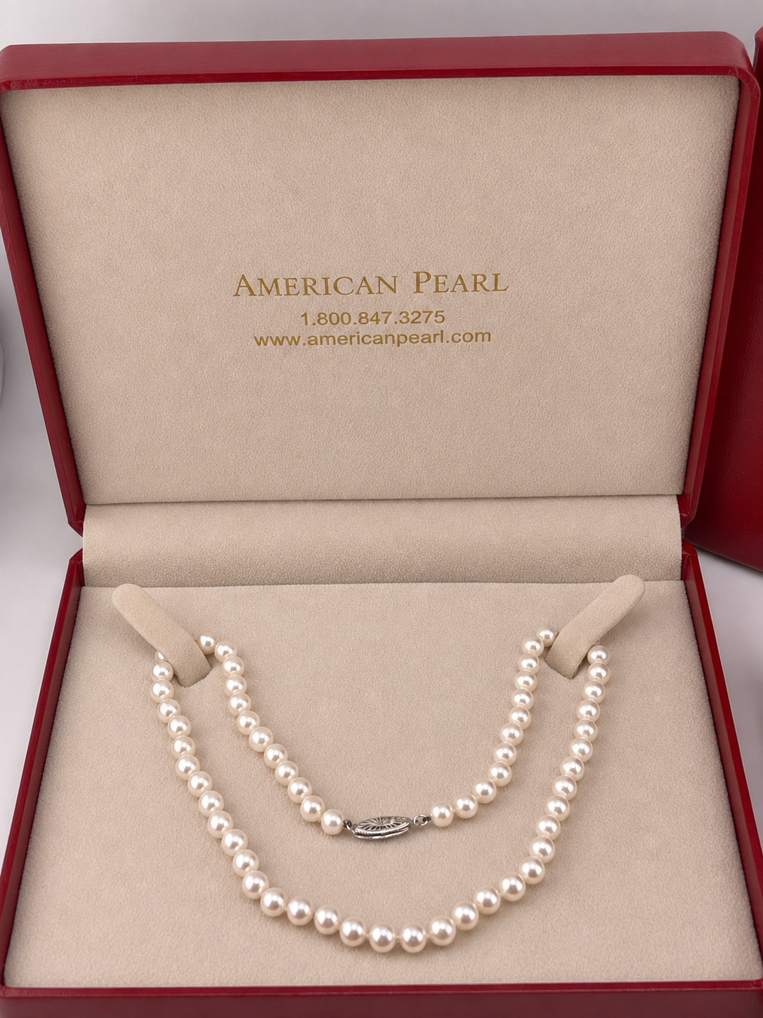 American Pearl Japanese Akoya Pearl Necklace • 18K Gold • 16”