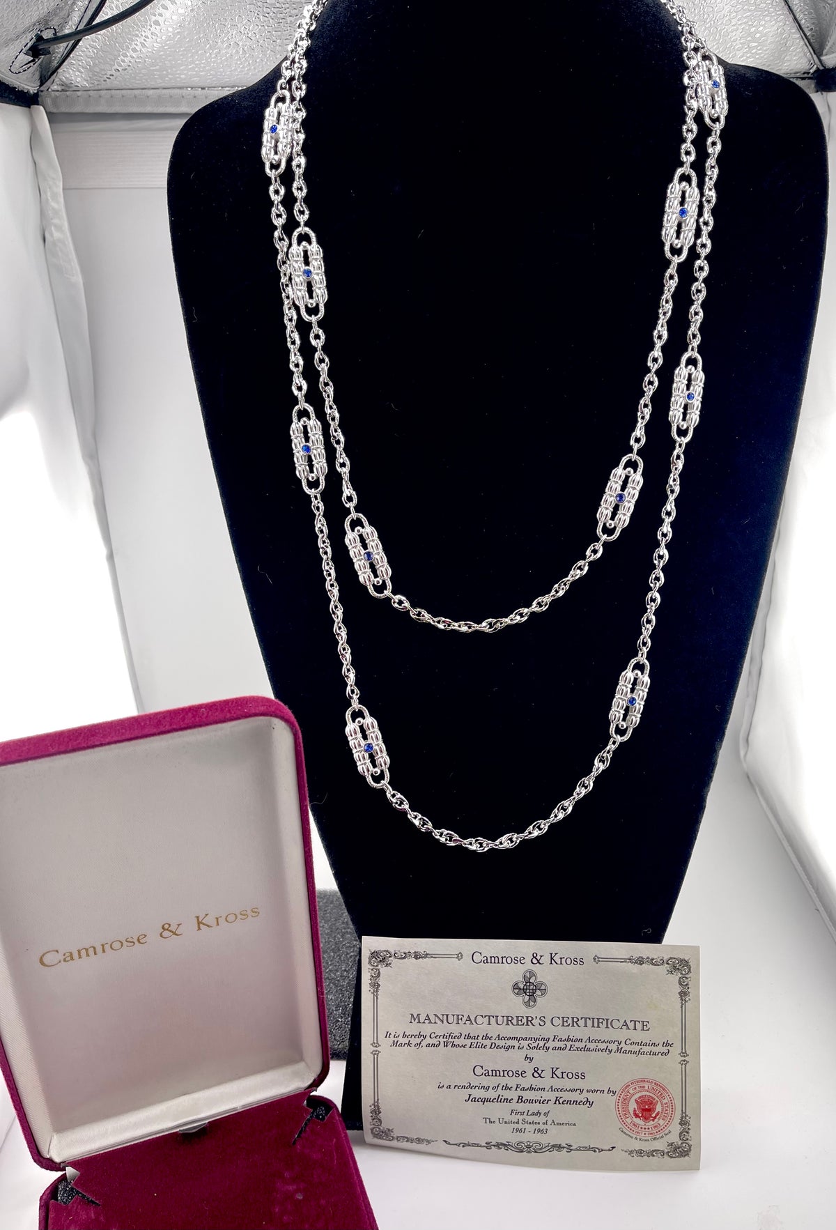 VTG JBK Silver Paperclip Necklace Dual Chain in Silver