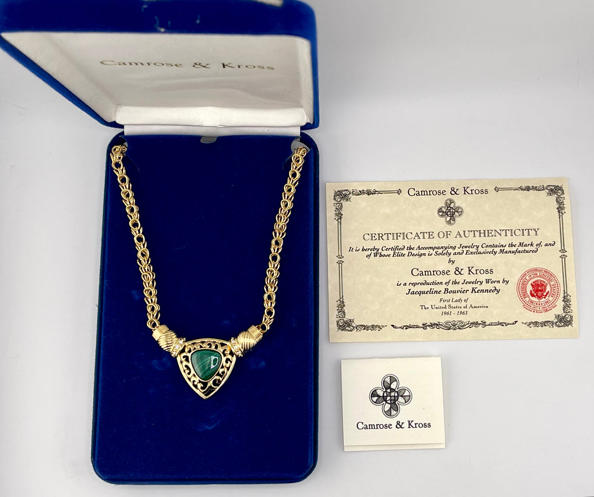 VTG JBK Camrose & Kross Jackie Kennedy Malachite Statement Choker Necklace