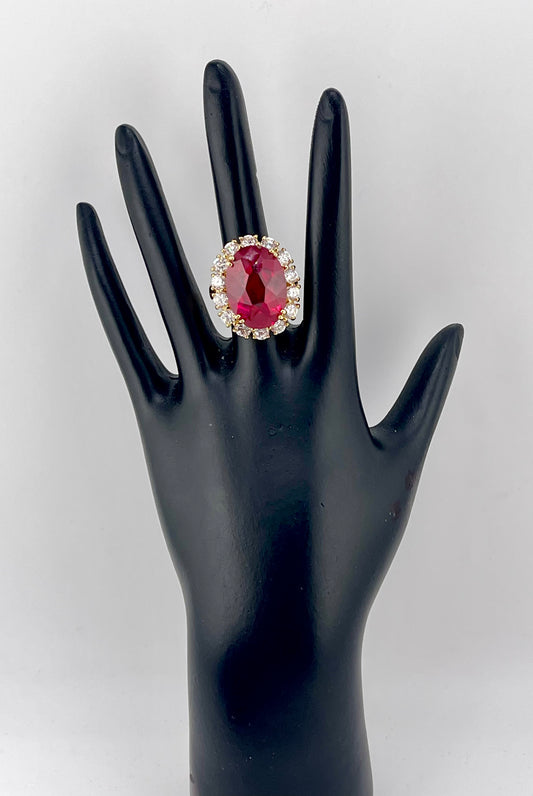 VTG Camrose & Kross Jacqueline Kennedy Collection Ruby Halo Cocktail Ring