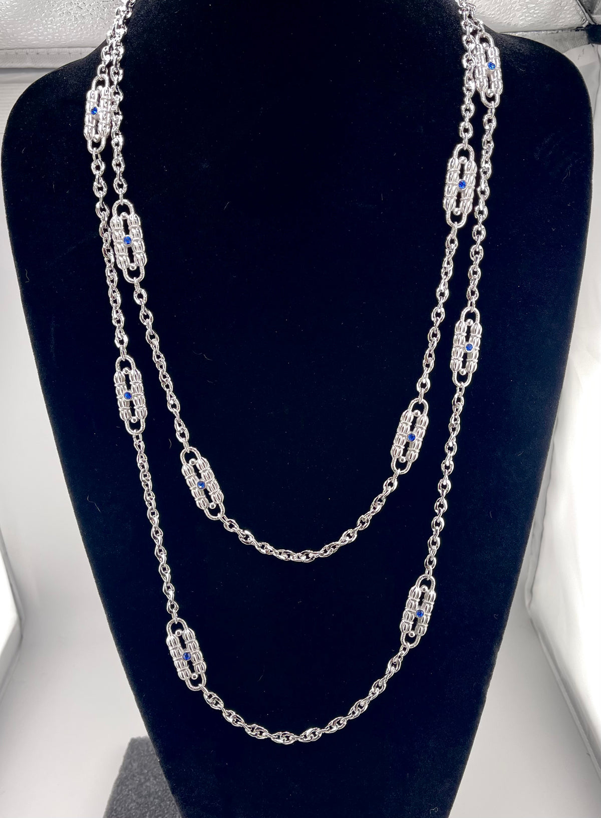 VTG JBK Silver Paperclip Necklace Dual Chain in Silver