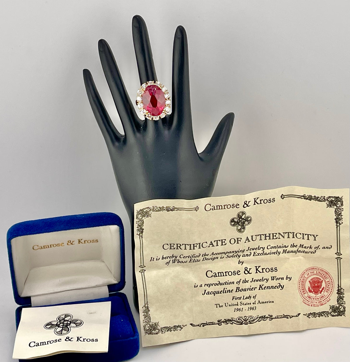 VTG Camrose & Kross Jacqueline Kennedy Collection Ruby Halo Cocktail Ring