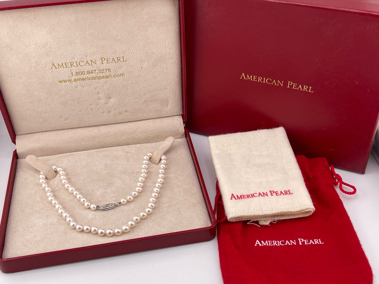 American Pearl Japanese Akoya Pearl Necklace • 18K Gold • 16”