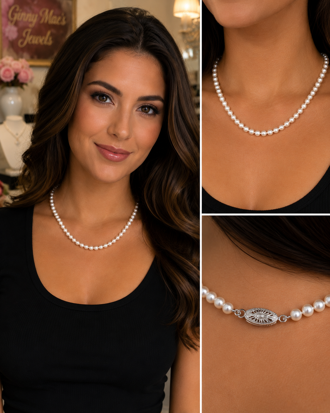 American Pearl Japanese Akoya Pearl Necklace • 18K Gold • 16”